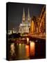 Cologne Cathedral, Dusk, Illuminated-Marc Gilsdorf-Stretched Canvas