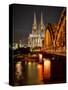 Cologne Cathedral, Dusk, Illuminated-Marc Gilsdorf-Stretched Canvas