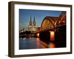 Cologne Cathedral, Dusk, Illuminated-Marc Gilsdorf-Framed Photographic Print