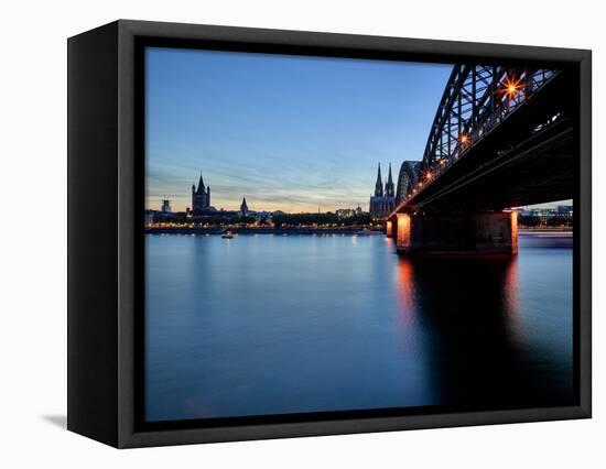 Cologne Cathedral, Dusk, Sundown, Great Saint Martin Church-Marc Gilsdorf-Framed Stretched Canvas