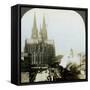 Cologne Cathedral from a Railway Bridge, Cologne, Germany-EW Kelley-Framed Stretched Canvas