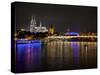 Cologne Cathedral, Great Saint Martin Church, the Rhine, in the Evening, Dusk-Marc Gilsdorf-Stretched Canvas