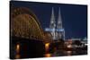 Cologne Cathedral, UNESCO World Heritage Site, and Hohenzollern Bridge at Dusk-Charles Bowman-Stretched Canvas