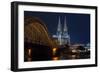 Cologne Cathedral, UNESCO World Heritage Site, and Hohenzollern Bridge at Dusk-Charles Bowman-Framed Photographic Print