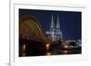 Cologne Cathedral, UNESCO World Heritage Site, and Hohenzollern Bridge at Dusk-Charles Bowman-Framed Photographic Print