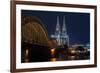 Cologne Cathedral, UNESCO World Heritage Site, and Hohenzollern Bridge at Dusk-Charles Bowman-Framed Photographic Print