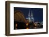 Cologne Cathedral, UNESCO World Heritage Site, and Hohenzollern Bridge at Dusk-Charles Bowman-Framed Photographic Print