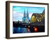 Cologne Cathedral with Hohenzollern Bridge-Markus Bleichner-Framed Art Print