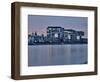 Cologne, Crane Houses on the Rhine, Dusk, Illuminated-Marc Gilsdorf-Framed Photographic Print