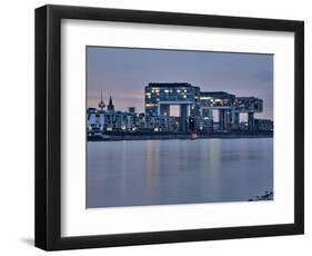 Cologne, Crane Houses on the Rhine, Dusk, Illuminated-Marc Gilsdorf-Framed Photographic Print