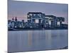 Cologne, Crane Houses on the Rhine, Dusk, Illuminated-Marc Gilsdorf-Mounted Photographic Print