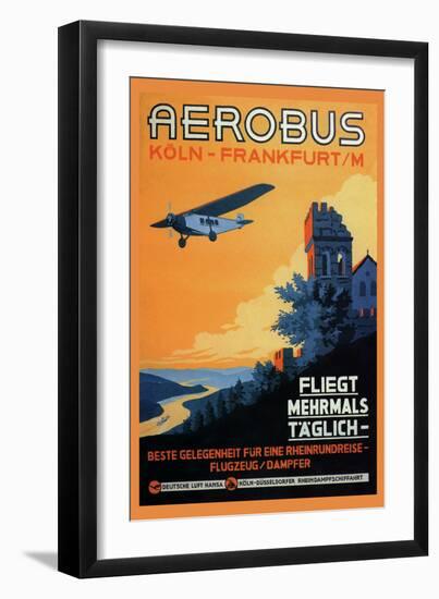 Cologne Frankfurt Aerobus and Rhine Castle-K. Siegwardt-Framed Art Print