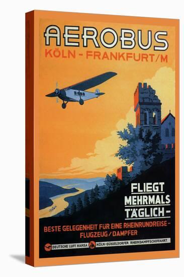 Cologne Frankfurt Aerobus and Rhine Castle-K. Siegwardt-Stretched Canvas