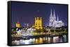 Cologne, Germany Skyline on the Rhine River.-SeanPavonePhoto-Framed Stretched Canvas