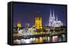 Cologne, Germany Skyline on the Rhine River.-SeanPavonePhoto-Framed Stretched Canvas