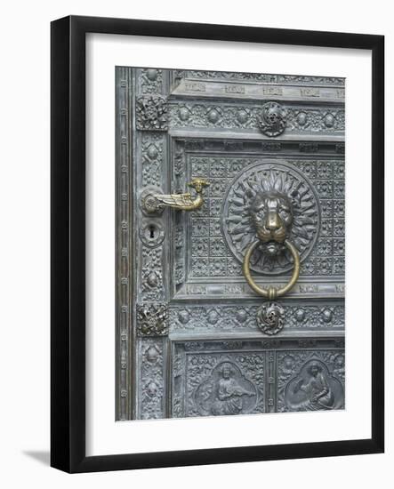 Cologne Lions Head Door-George Johnson-Framed Photographic Print