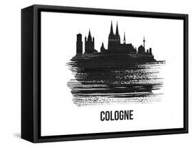 Cologne Skyline Brush Stroke - Black II-NaxArt-Framed Stretched Canvas