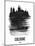 Cologne Skyline Brush Stroke - Black-NaxArt-Mounted Art Print