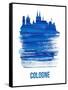 Cologne Skyline Brush Stroke - Blue-NaxArt-Framed Stretched Canvas