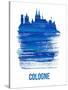 Cologne Skyline Brush Stroke - Blue-NaxArt-Stretched Canvas