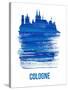 Cologne Skyline Brush Stroke - Blue-NaxArt-Stretched Canvas