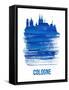 Cologne Skyline Brush Stroke - Blue-NaxArt-Framed Stretched Canvas