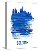 Cologne Skyline Brush Stroke - Blue-NaxArt-Stretched Canvas