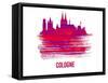 Cologne Skyline Brush Stroke - Red-NaxArt-Framed Stretched Canvas