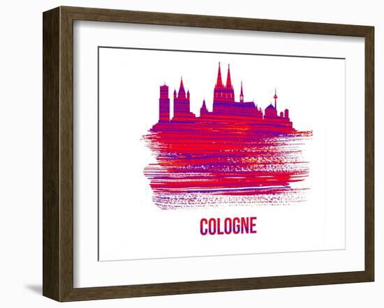 Cologne Skyline Brush Stroke - Red-NaxArt-Framed Art Print