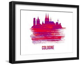 Cologne Skyline Brush Stroke - Red-NaxArt-Framed Art Print
