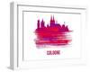 Cologne Skyline Brush Stroke - Red-NaxArt-Framed Art Print