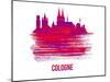 Cologne Skyline Brush Stroke - Red-NaxArt-Mounted Art Print