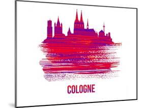 Cologne Skyline Brush Stroke - Red-NaxArt-Mounted Art Print