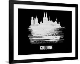 Cologne Skyline Brush Stroke - White-NaxArt-Framed Art Print