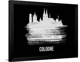 Cologne Skyline Brush Stroke - White-NaxArt-Framed Art Print