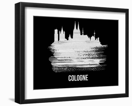 Cologne Skyline Brush Stroke - White-NaxArt-Framed Art Print