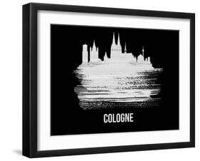 Cologne Skyline Brush Stroke - White-NaxArt-Framed Art Print