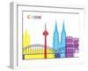 Cologne Skyline Pop-paulrommer-Framed Art Print