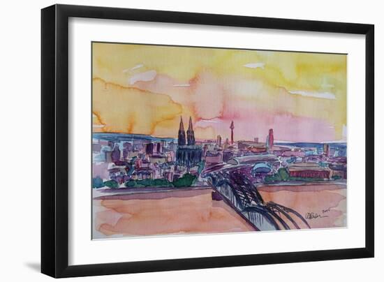 Cologne Skyline with Deutz Bridge and Rhine II-Markus Bleichner-Framed Art Print