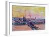 Cologne Skyline with Deutz Bridge and Rhine II-Markus Bleichner-Framed Art Print