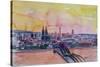 Cologne Skyline with Deutz Bridge and Rhine II-Markus Bleichner-Stretched Canvas