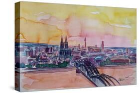 Cologne Skyline with Deutz Bridge and Rhine II-Markus Bleichner-Stretched Canvas