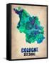 Cologne Watercolor Poster-NaxArt-Framed Stretched Canvas