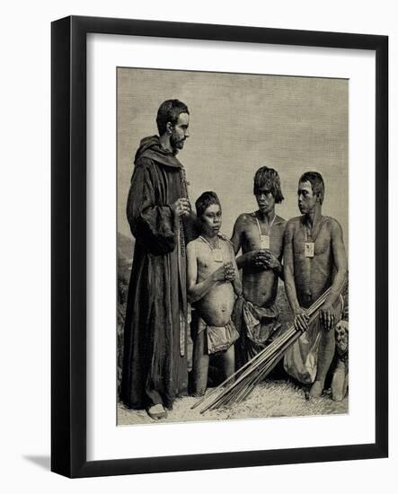 Colombia. Augustinian Recollect Friar Converting Guahibos Indians., 1887-null-Framed Giclee Print