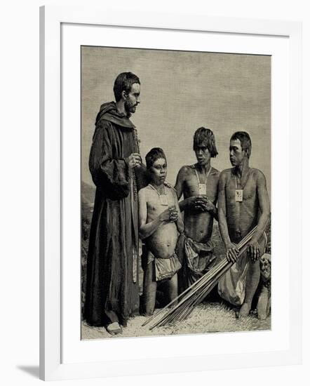 Colombia. Augustinian Recollect Friar Converting Guahibos Indians., 1887-null-Framed Giclee Print