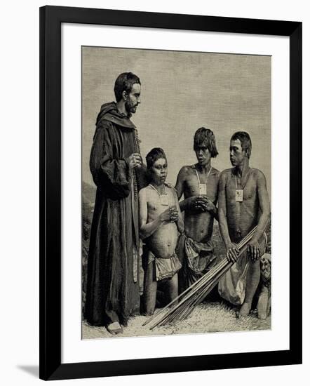 Colombia. Augustinian Recollect Friar Converting Guahibos Indians., 1887-null-Framed Giclee Print