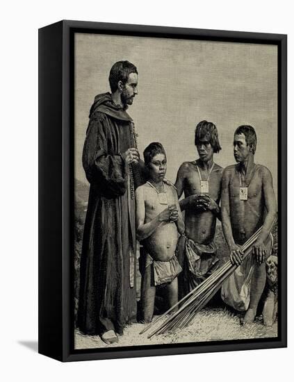 Colombia. Augustinian Recollect Friar Converting Guahibos Indians., 1887-null-Framed Stretched Canvas