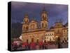 Colombia, Bogota, Plaza De Bolivar, Neoclassical Cathedral Primada De Colombia at Christmas-Jane Sweeney-Stretched Canvas