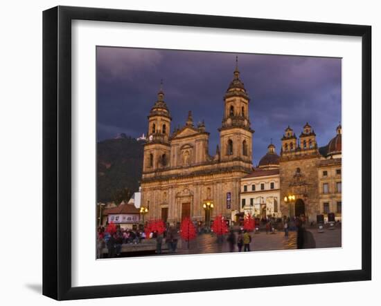 Colombia, Bogota, Plaza De Bolivar, Neoclassical Cathedral Primada De Colombia at Christmas-Jane Sweeney-Framed Photographic Print