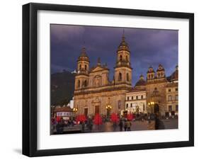 Colombia, Bogota, Plaza De Bolivar, Neoclassical Cathedral Primada De Colombia at Christmas-Jane Sweeney-Framed Photographic Print